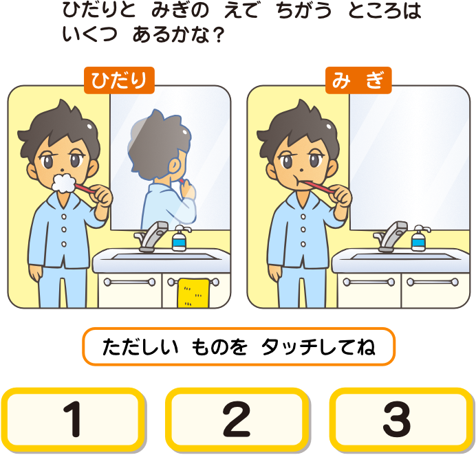 もんだい1 ちがう ところは どこ?